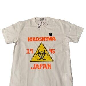 Orange and White Short Sleeve Tee with Bold Graphic